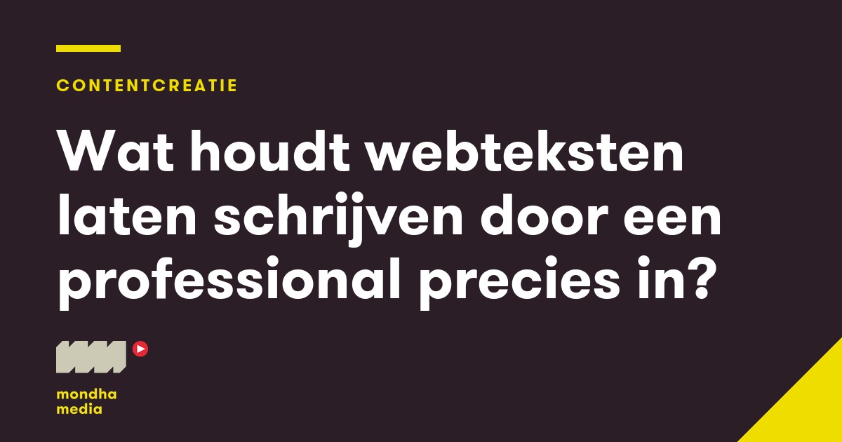 Wat houdt webteksten laten schrijven door een professional precies in? Mondha Media